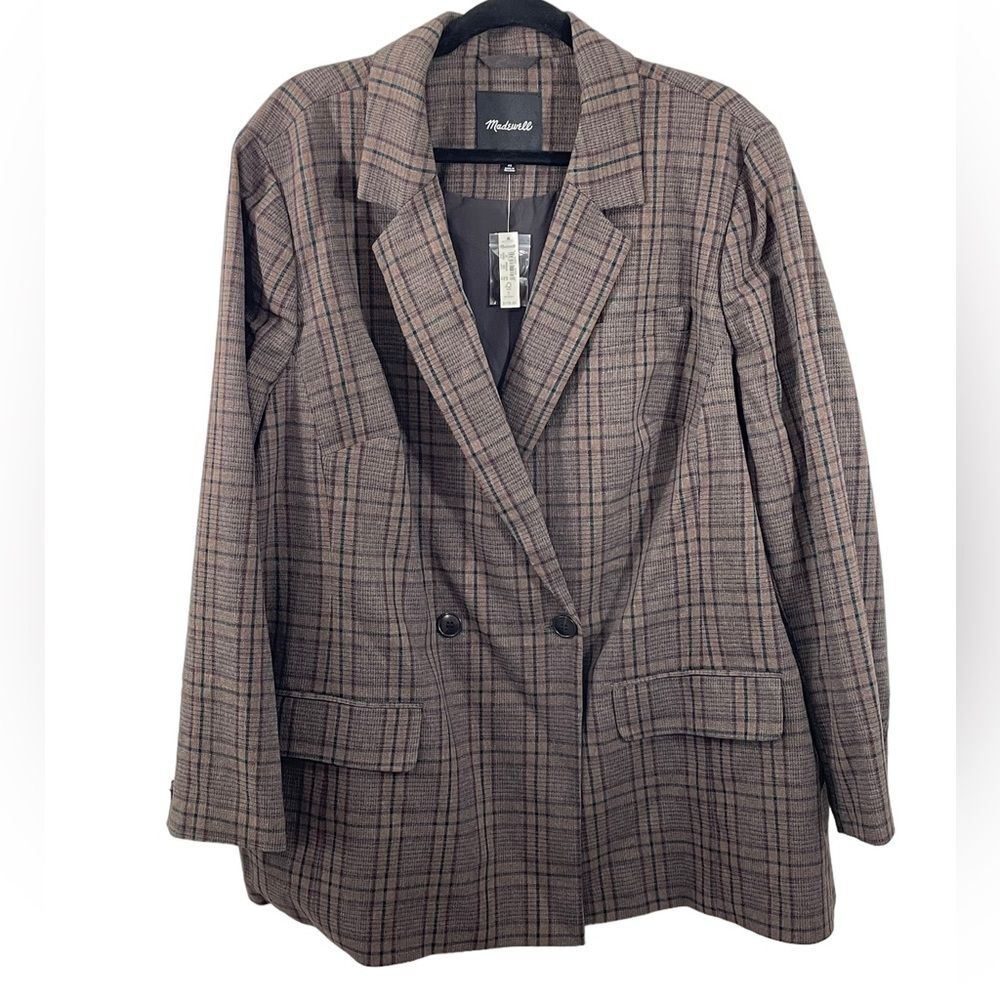 Madewell Women Plus Size Brown Plaid Blazer - 3X - NWT - Picture 4 of 10